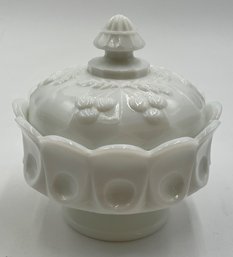 Westmoreland Milk Glass Thumbprint Candy Dish Compote - (H)