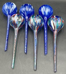 Lot Of 6 Blown Glass Watering Globes - (K16)