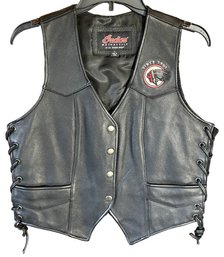 Indian Motorcycle Black Leather Vest Size Medium - (CC)