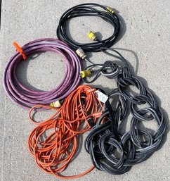 Lot Of 4 Extension Cords  With 2 Cable Cuffs