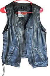 First Classics Black Leather Vest Size Medium - (CC)
