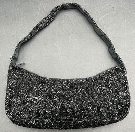 Black Beaded Handbag - (K16)