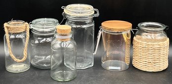 Lot Of 6 Assorted Glass Jars - (K16)