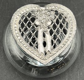 Glass With Metal Lid Trinket Box - (K16)