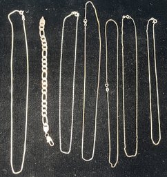 6 Sterling Silver Necklaces & Bracelet #212