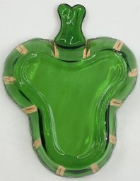Vintage Clover Shaped Green Glass Dish - (HC)