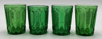 Vintage US GLASS Emerald Green Tumblers - Lot Of 4 - (HC)