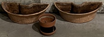 3 Terra Cotta Planters - (G)