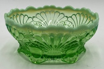 Antique Green Opalescent Bowl By Jefferson Glass Co. (2 Of 3) (HC)