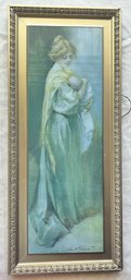 Pretty Wood Framed Picture Of Mother & Child By Artist Maud Stumm- (B1)