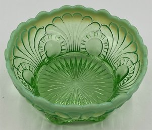 Antique Green Opalescent Bowl By Jefferson Glass Co. (3 Of 3) (HC)