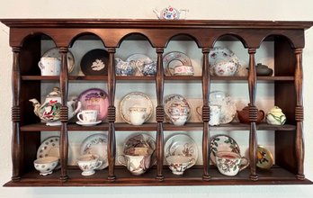 Tea Cup & Saucer Collection With Hanging Curio