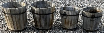 Lot Of 4 Wood Planters - (SY)