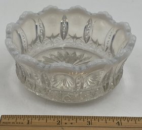 Vintage Clear Glass Bowl With White Rim - (HC)