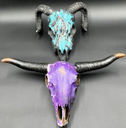 2 Painted Skulls (1 Plastic, 1 Resin) - (S1)