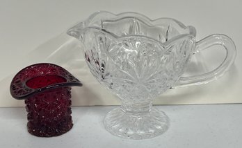 Vintage Glass Top Hat & Pitcher (G6)