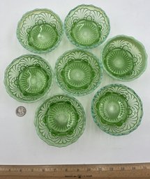 Antique Jefferson Glass Co. Green Bowls Lot Of 7