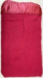 Vintage Red Wool Blanket Tagged With J.C. Penney - (B4)