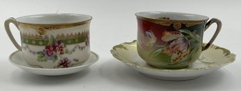 Antique Cups & Saucers Lot Of 2 - (LRT)