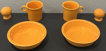 2 Orange Bowls, Mugs And Salt And Pepper Shakers - (BU)