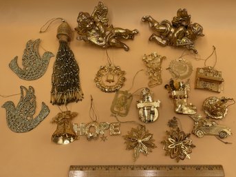 Gold Tone Christmas Ornaments - (B7)