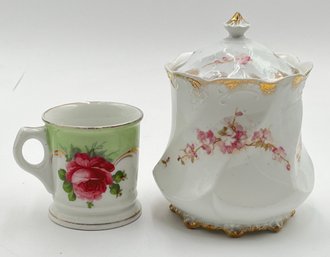 Vintage Porcelain Covered Dish & Teacup