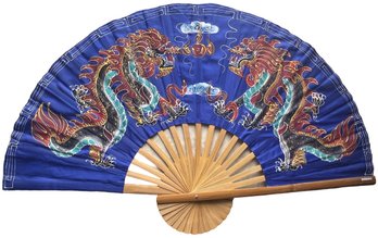 Decorative Fan Depicting Dragons - (HC)