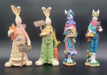 4 Ceramic Bunny Figurines
