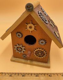 Wood Bird House Unique Gear Motif - (B8)