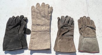 4 Pairs Of Leather Work Gloves