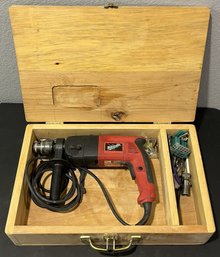 Milwaukee 1/2' Hammer Drill With Custom Wood Accessories Case - (BU)