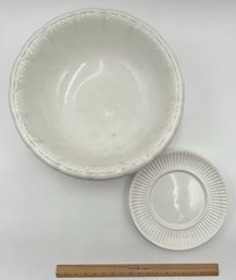 Large Vintage Ceramic Basin & Small Plate - (L)