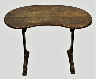 Vintage Kidney Shaped Oak Wood Writing Table