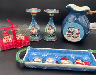 Adorable Snowman Dish Collection - Most New (DB17)