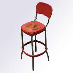 Vintage Industrial Red Costco Farmhouse Stool