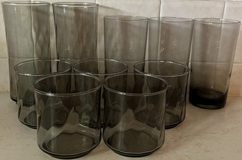 Tinted Glassware In Various Sizes Lot Of 10 - (K)