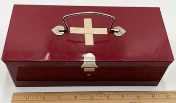 Vintage First Aid Kit In Metal Box - (K)