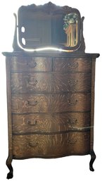 Antique Walnut Dresser With Claw Feet & Beveled Mirror - (B1)