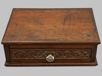 Antique Beautifully Carved Wood Dressing Box - Circa 1860