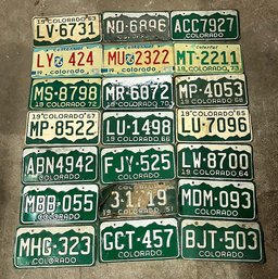 Lot Of 21 Colorado License Plates From The 1950s,60s & 70s