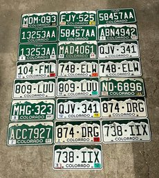Lot Of 22 Colorado License Plates From The 1980s, 90s, & 2000s