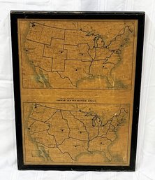 Vintage - United States Department Of Interior Geological Survey Map - Wood Frame