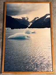 Large Winter Lake Picture In Wood Frame