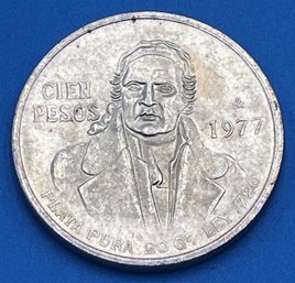 Mexico 100 Peso Silver Coin Morelos 1977 - 72 Percent Silver  - 2 Of 5