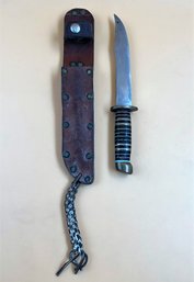 Vintage Simonds Hunting Knife In Leather Sheath