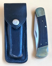 Vintage Buck Pocketknife With Leather Sheath