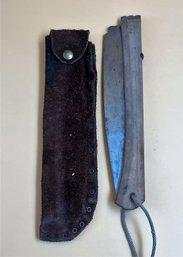 Vintage Foldable Hand Saw In Leather Sheath - Made In Japan