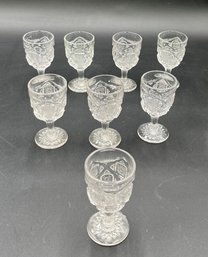 Lot Of 8 Vintage Pressed Glass Liqueur Goblets