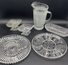6 Vintage Clear Glass Crystal Dishes (VG1)