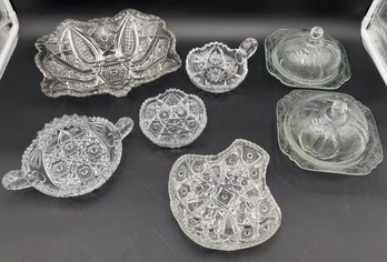 9 Vintage Clear Glass Crystal Dishes (VG3)